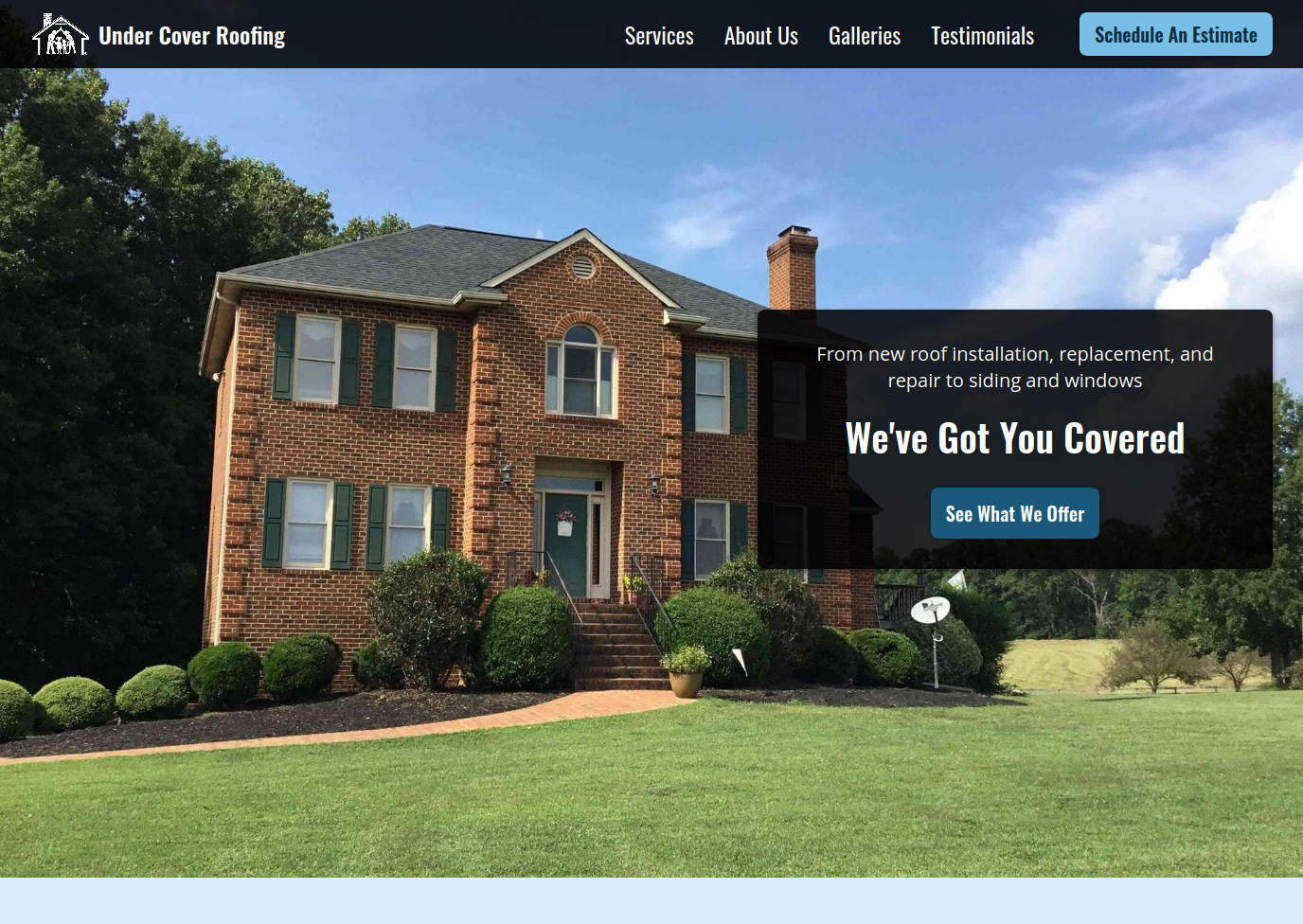 Homepage of Under Cover Roofing